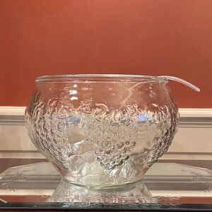 Clear Glass Punch Bowl with Ladle